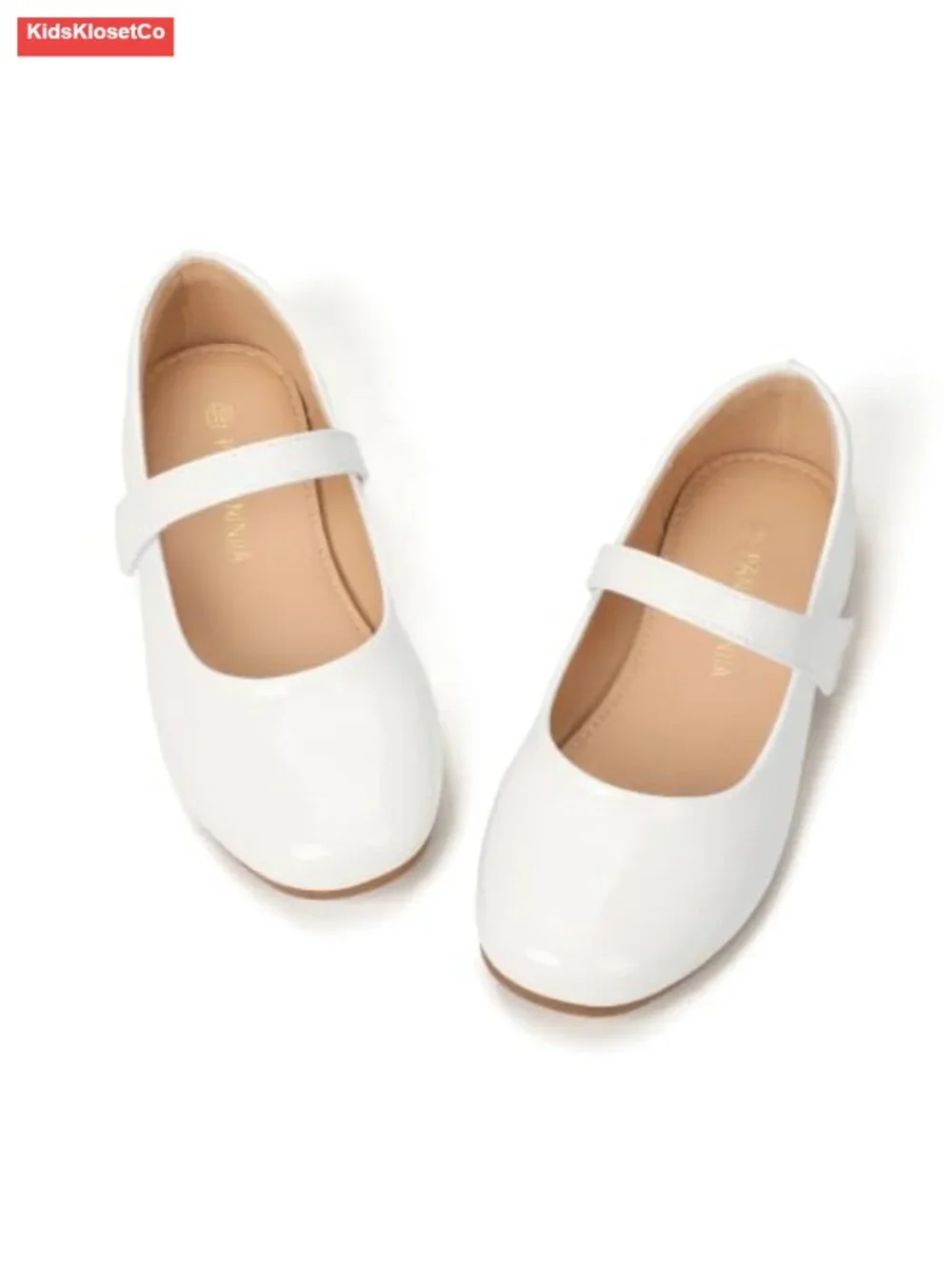 Girls Mary Jane Ballet Flats with Hook and Loop Closure, Non-Slip Sole